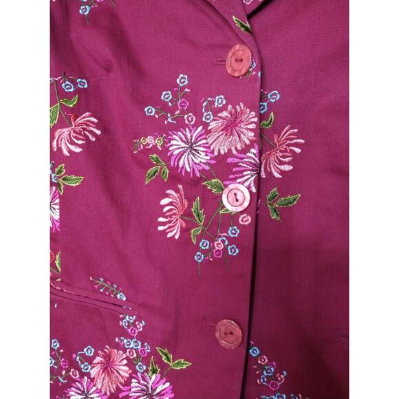 Coldwater Creek Women's Red Floral Embroidered Blazer Jacket XS - Picture 6 of 8